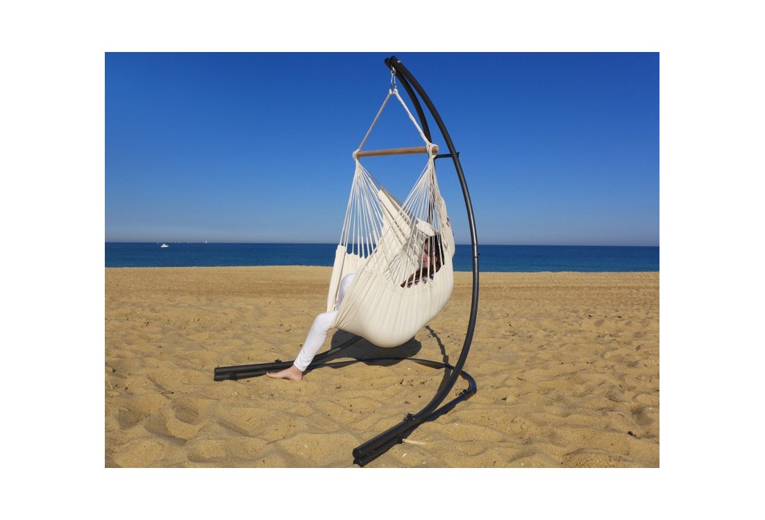 chaise hamac ecru avec support metal
