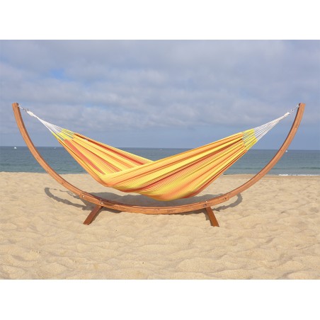 Grand hamac colombien XXL en coton avec support bois, décor plage
