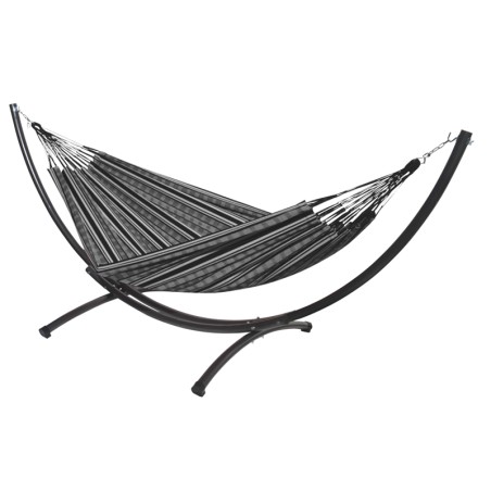 Hamac polygone noir XL avec support métallique sur fond blanc