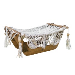 Hamac pour chat écru + support en bois