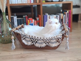 Hamac pour chat écru/gris...