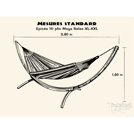 Support de hamac o pied de hamac en bois Epicea 10 plis MAYA RELAX XL-XXL, compatible avec les hamacs XL