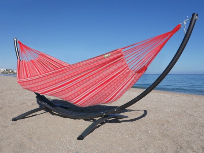 Hamac rouge XL avec support en métal
