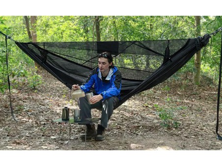 Hamac parachute vert armée avec moustiquaire, idéal pour le bivouac, la randonnée et les pauses en pleine nature