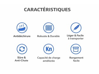 Caractéristiques graphiques de hamac Explorer L nylon bleu