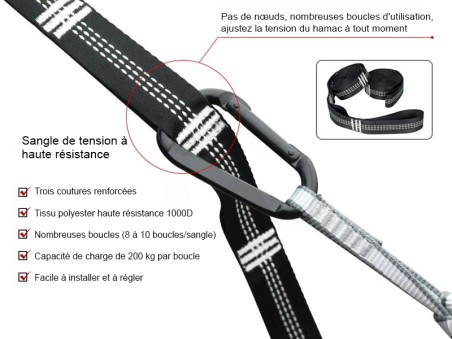 Accessoires de hamac explorer L nylon jaune