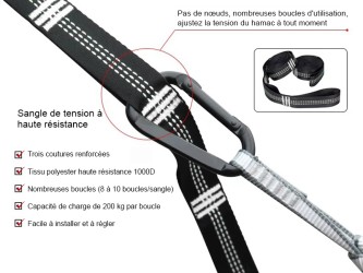 Accessoires de hamac explorer L nylon jaune