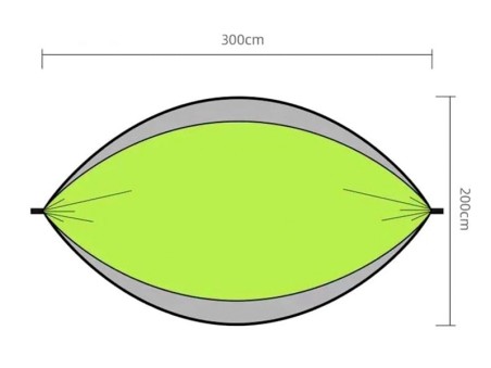 Schéma indiquant les dimensions du Hamac Outdoor Flex XL Vert et gris