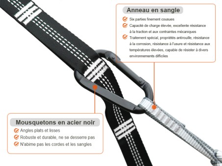 Accessoires de hamac outdoor flex XL Noir et gris 300x200cm
