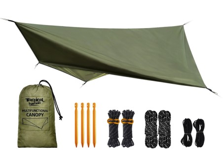 Tarp pour hamac simple et double sur fond blanc