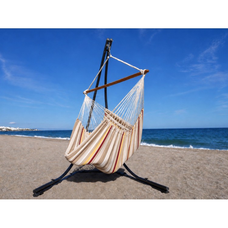 Hamac Chaise Elisa XL sur pied Lunatta au bord de la mer