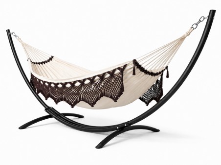 Hamac sur pied Azteka XXL Priscilia Capuccino sur fond blanc