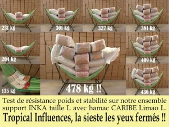 Test de résistance de support hamac metal INKA Relax XL