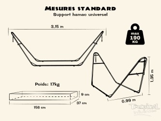 Support de hamac universel o pied de hamac métallique, compatible avec les hamacs XL, XXL