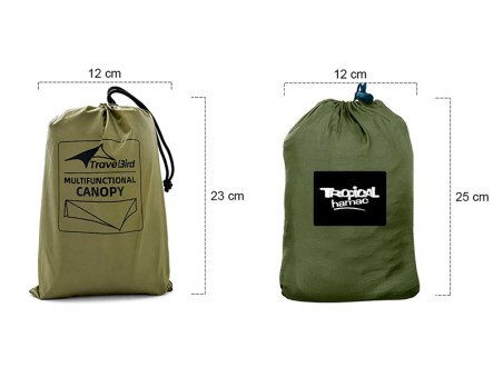 Sacs de hamac parachute vert armée avec moustiquaire + tarp