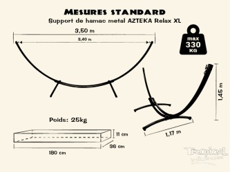Dessin détaillée du support en bois de hamac, compatible avec les hamacs XL