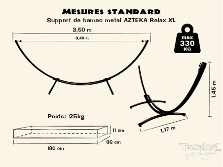 Dessin détaillée du support en bois de hamac, compatible avec les hamacs XL