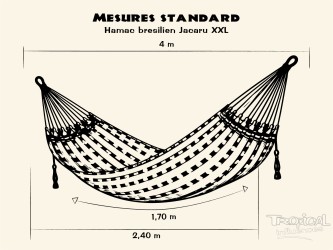 Dimensions standard d'un hamac  bresilien Jacaru taille XXL, idéal pour se détendre seul ou en compagnie
