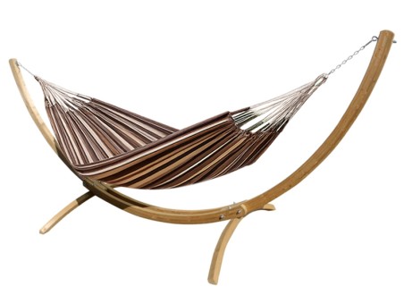 Hamac sur pied Maya XL Choco Oro sur fond blanc