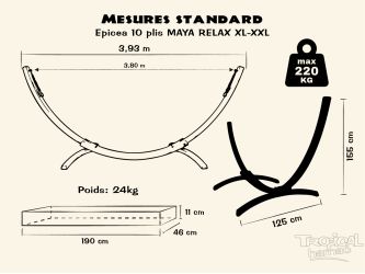 Supporto per amaca Maya + Mariposa XXL 3 Grigio
