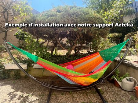 Exemple d'installation de hamac mexican avec notre support Azteka