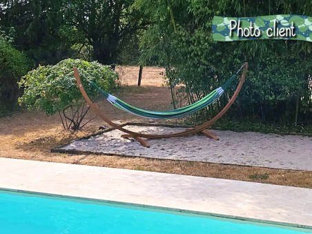 Photo client hamac sur pied Latino L Albizia située dans le jardin