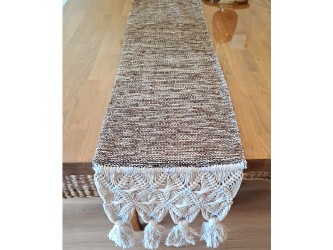 Venezuelan table runner with long handmade cotton fringes