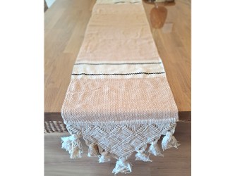 Venezuelan table runner with long handmade cotton fringes