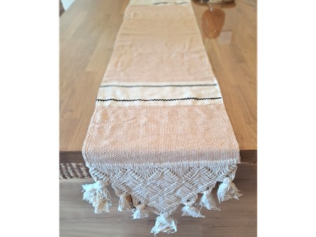 Venezuelan table runner with long handmade cotton fringes