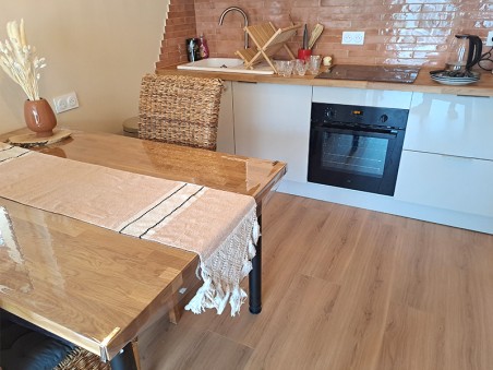 Table runner on a wooden dining table