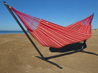Hammock with Inka XL stand - Poligono Rojo XXL by the seaside