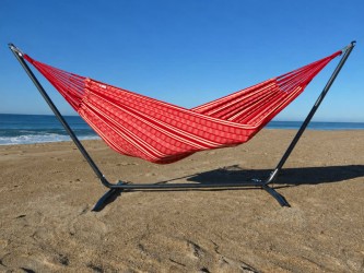 Hamac rojo XXL con soporte de metal