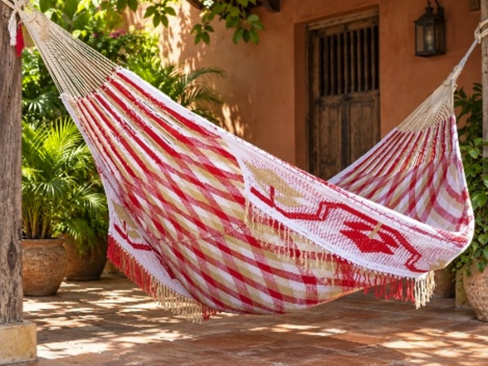 WAYUU  Rouge, Beige, Blanc un jardin tropical