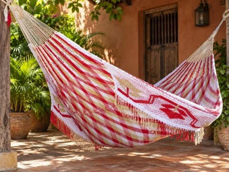 WAYUU  Rouge, Beige, Blanc un jardin tropical