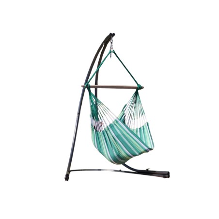 Hamac chaise vert multicolore avec support sur fond blanc