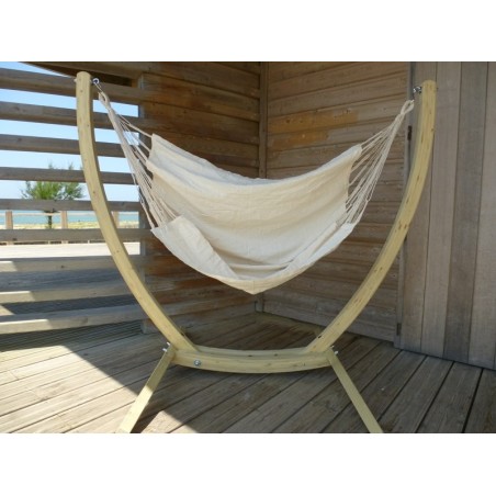 chaise hamac écru avec support bois