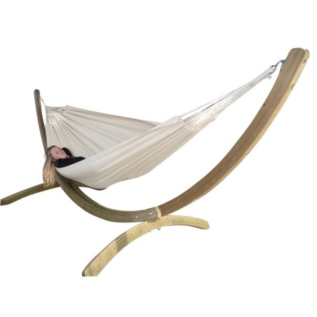 hamac écru et support bois