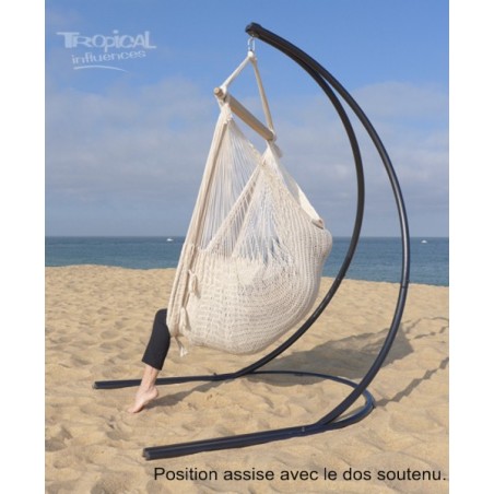 fauteuil suspendu écru avec support