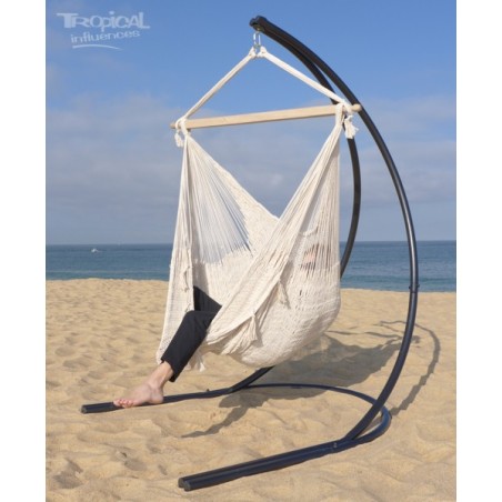 hamac chaise filet écru avec support