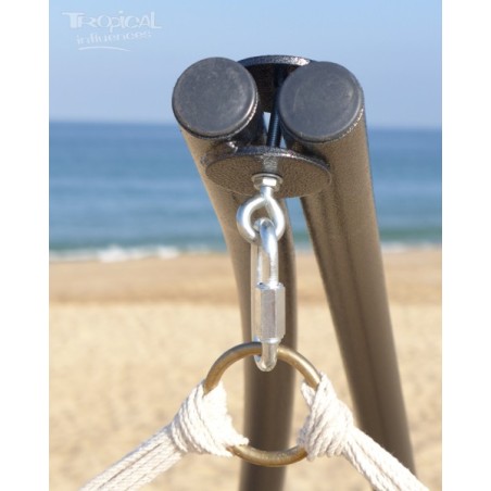 hamac chaise ecru avec support metal